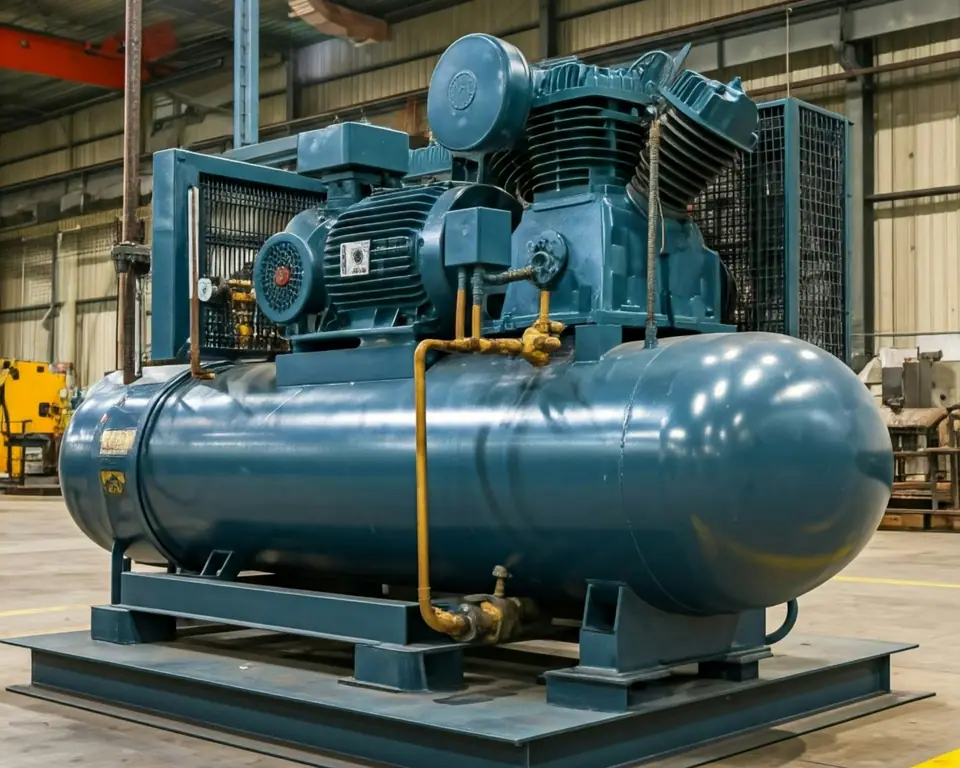 Industrial air compressor with receiver tank